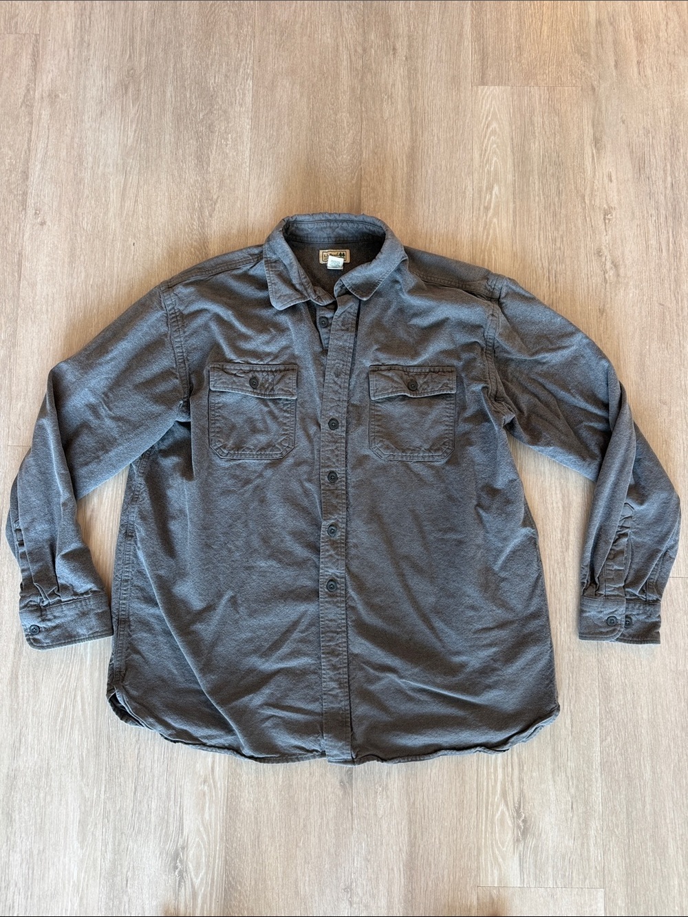 LL Bean Grey Button Down Long Sleeve Shirt XL